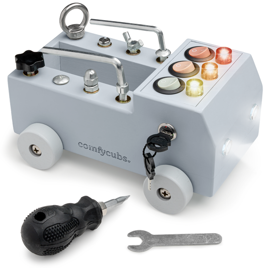 Busy Board Truck Toy Set with LED Light Switch: Blush