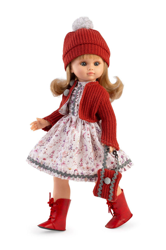 Fany Doll - Pink Floral Dress with Red Hat, Purse & Boots - Made In Spain