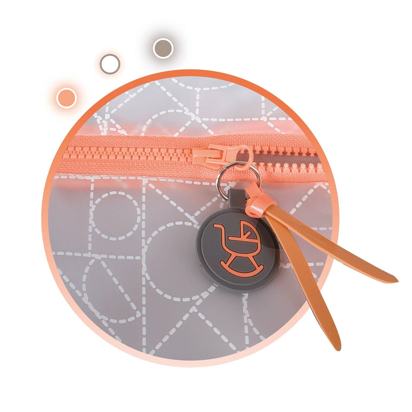 My First Doll Stroller - Grey Quilted Design with Orange Details - Made In Spain