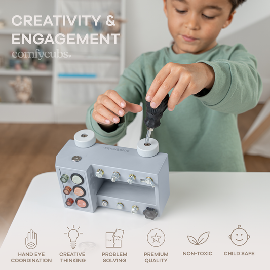 Busy Board Truck Toy Set with LED Light Switch: Pacific Blue