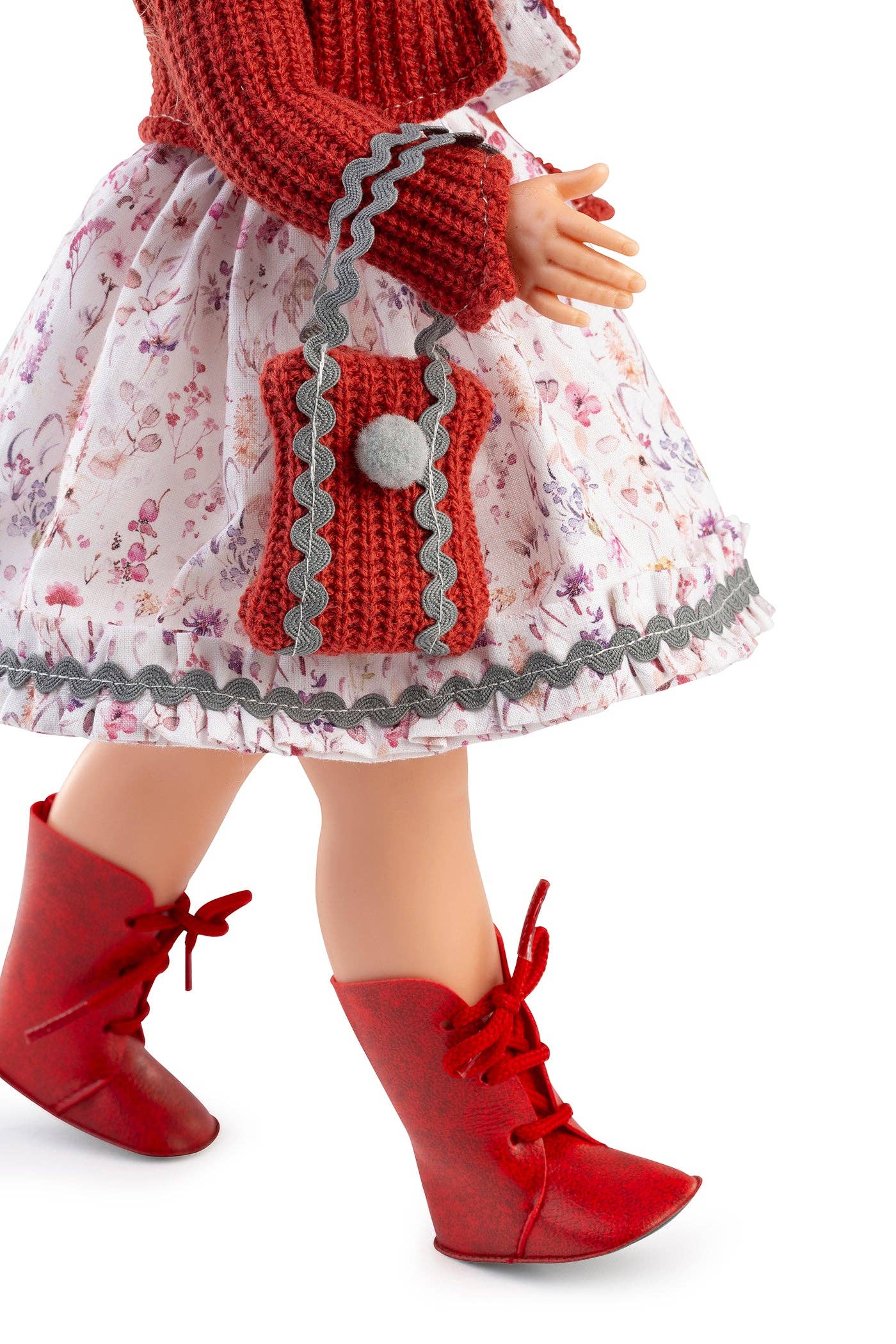 Fany Doll - Pink Floral Dress with Red Hat, Purse & Boots - Made In Spain
