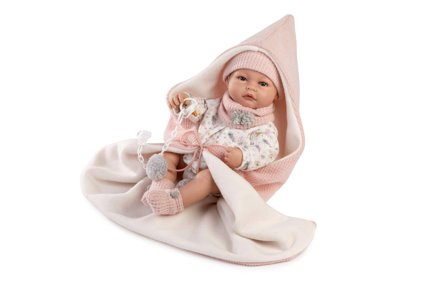 Martina Newborn Baby Doll - Pink Blanket & Cozy Accessories for Nurturing Play - Made In Spain
