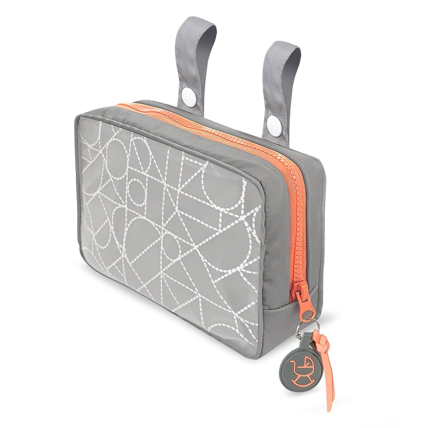 My First Doll Stroller - Grey Quilted Design with Orange Details - Made In Spain