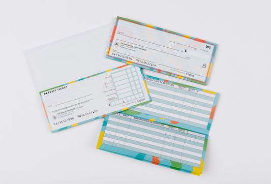 Kids Playtime Pad Banking Bundle - Checkbook, Register & Deposit Slips - Made In U.S