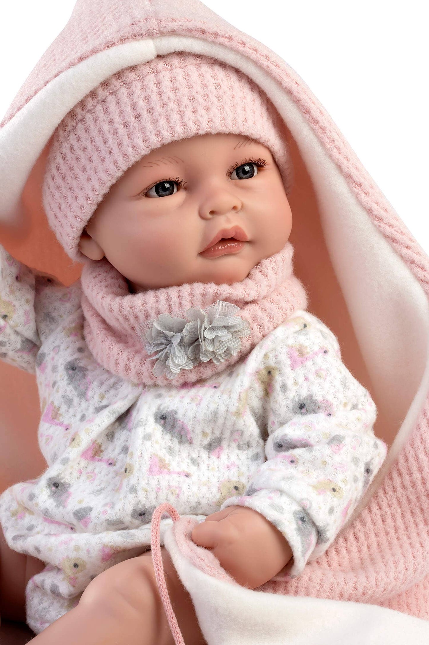 Martina Newborn Baby Doll - Pink Blanket & Cozy Accessories for Nurturing Play - Made In Spain