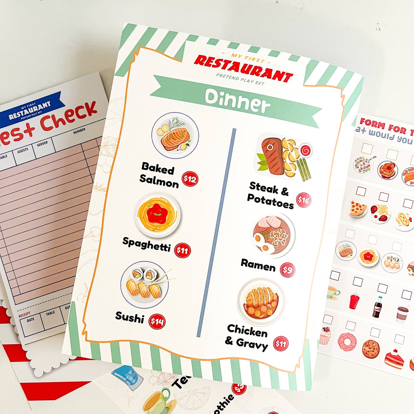 My First Restaurant Pretend Play Kit - Made In U.S