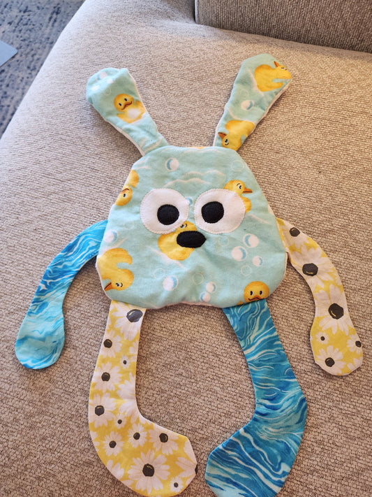 Ducky Wiggles Fidget Plush - Crinkle-Body Handmade Bunny - Made In U.S