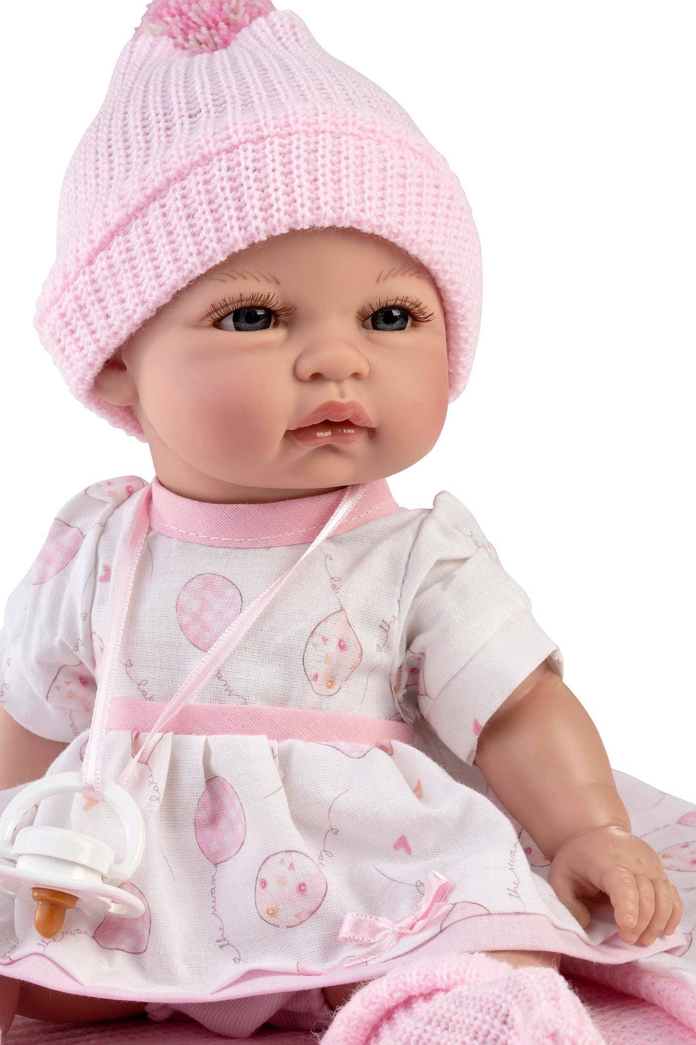 Baby Coral Doll with Pink Balloons Dress & Reversible Blanket - Made In Spain