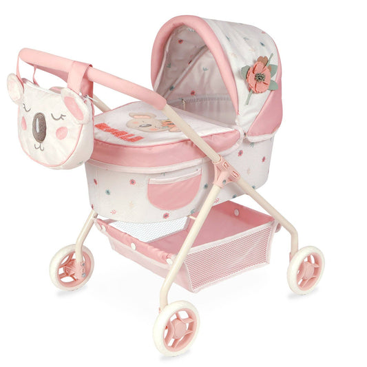 My First Doll Stroller - Pink Koala Design with Flowers - Made In Spain