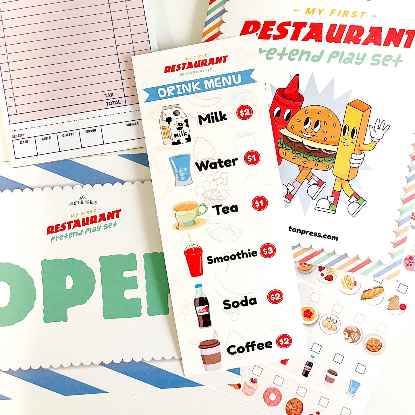My First Restaurant Pretend Play Kit - Made In U.S
