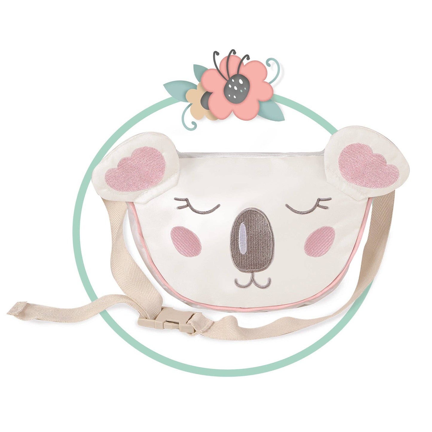 My First Doll Stroller - Pink Koala Design with Flowers - Made In Spain