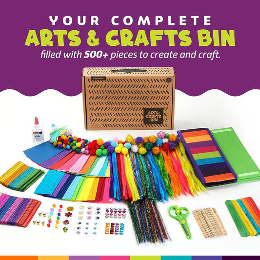 Dan&Darci - Arts & Crafts Supplies Kit  - with Storage Bin