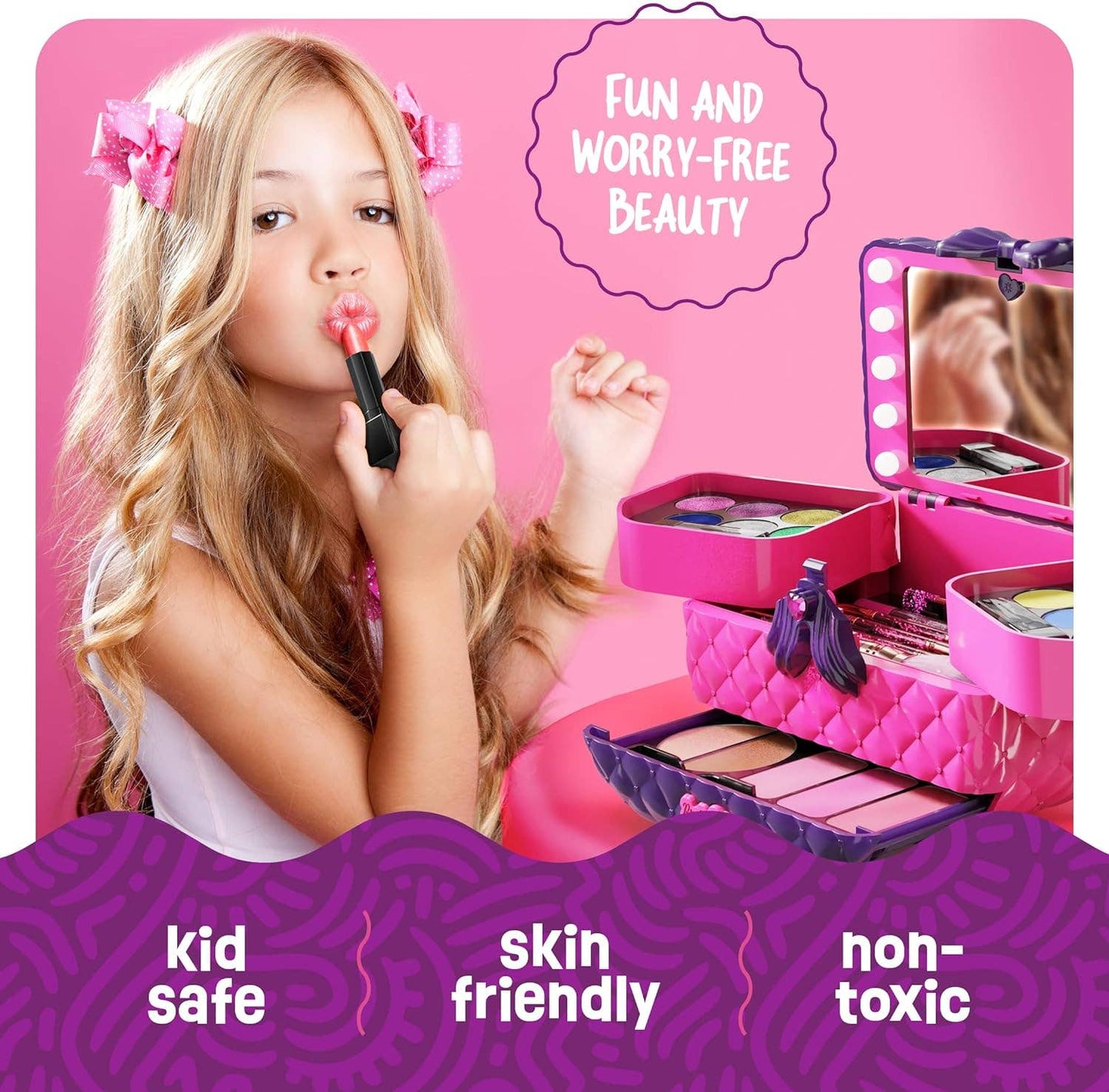 Dan&Darci - Light Up Makeup Kit for Kids - Real Girls Make Up Set