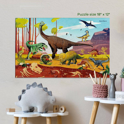 Dan&Darci - Glow in The Dark 100 Piece Dinosaur Puzzle for Kids