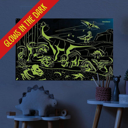 Dan&Darci - Glow in The Dark 100 Piece Dinosaur Puzzle for Kids