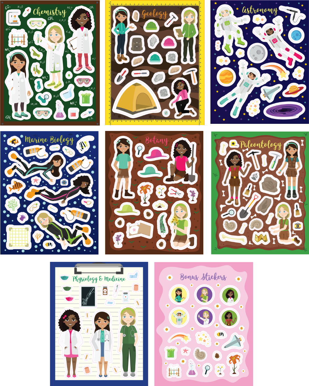 Sticker Book for Girls - "Science! STEM Sticker Adventure"