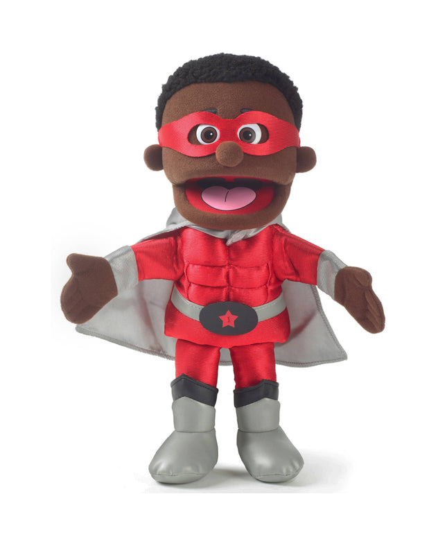 Silly Puppets Superhero Puppet – 14" Black Skin Hand Puppet