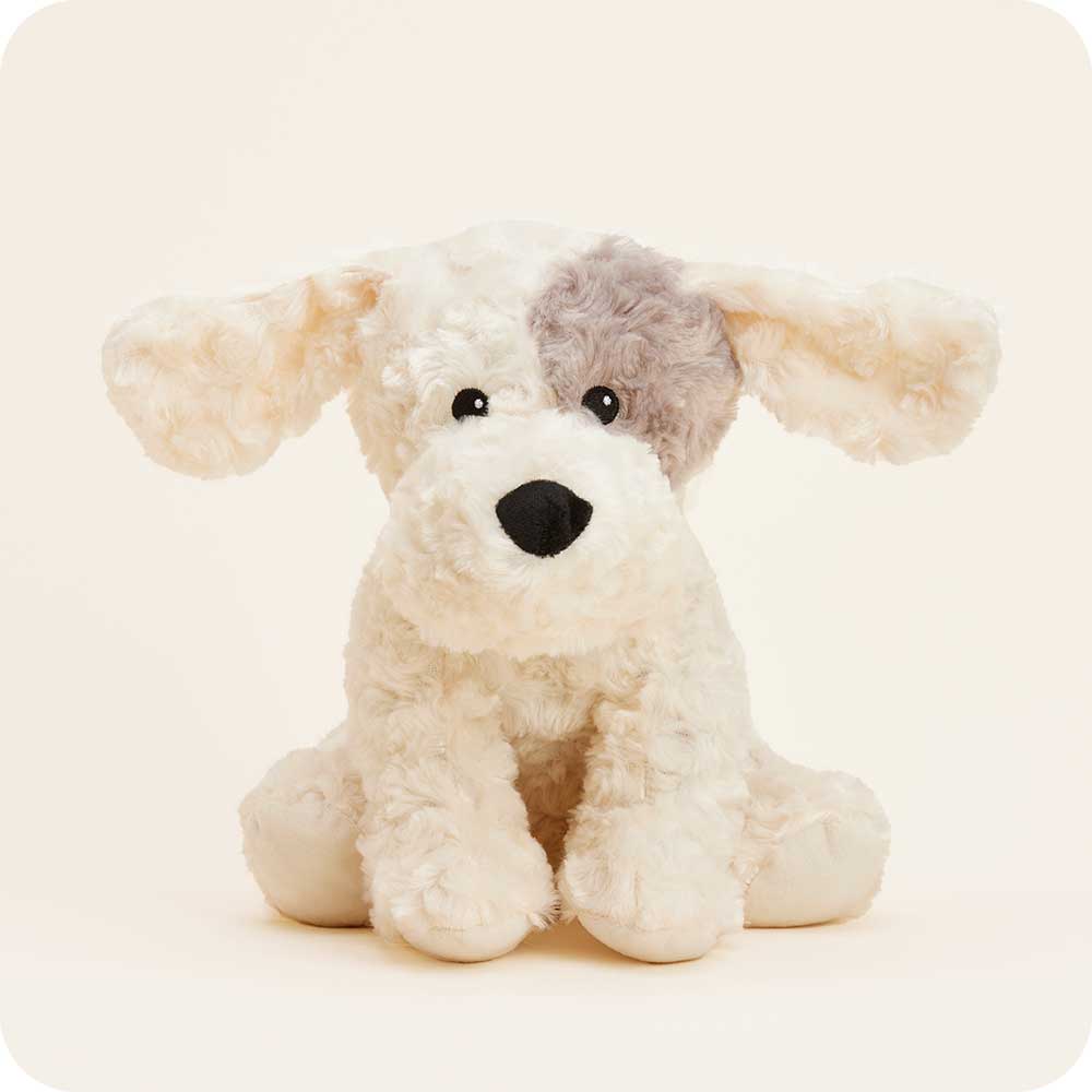 Warmies® Large Plush – Patch Curly Dog - Microwavable Lavender-Scented Comfort