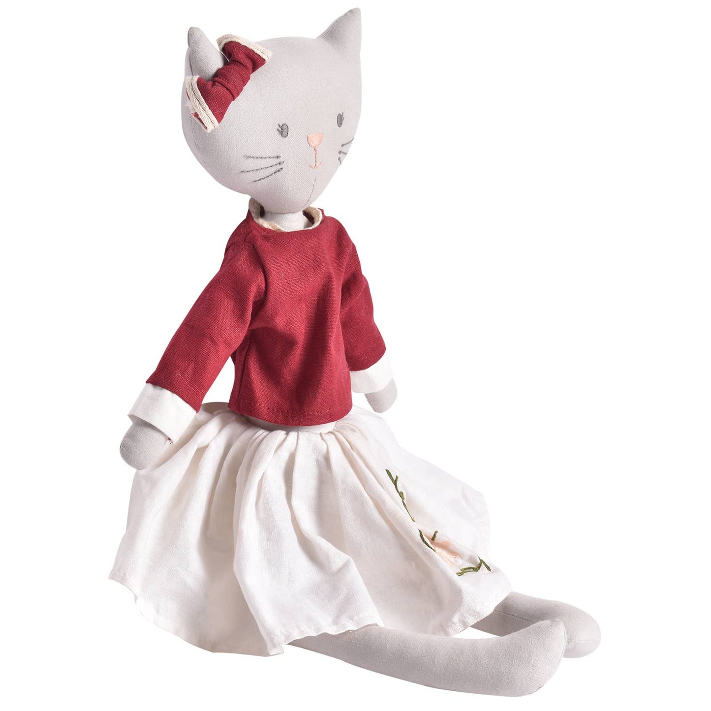 Bellamy the Kitty – Handmade in Red with a Matching Bow - Sri Lanka