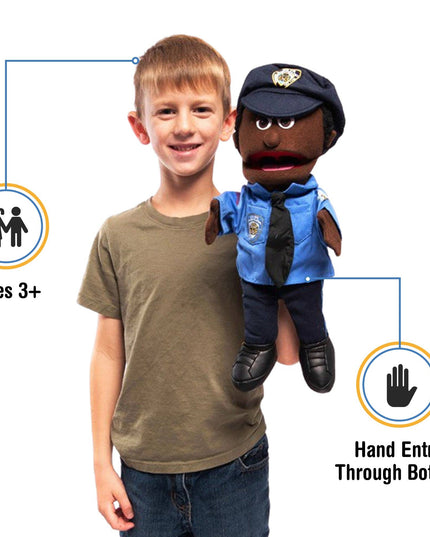 Silly Puppets Policeman Puppet – 14" Black Hand Puppet