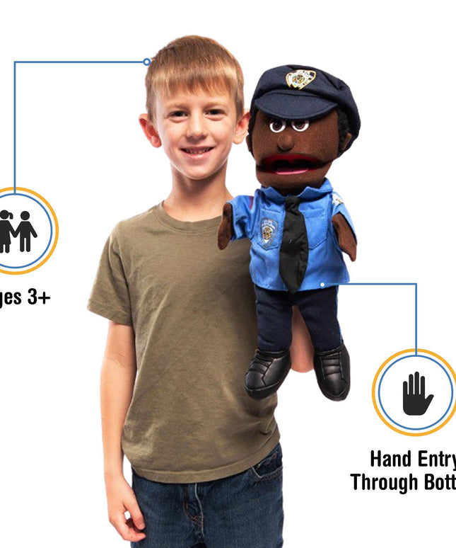 Silly Puppets Policeman Puppet – 14" Black Hand Puppet