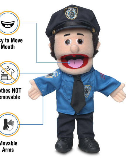 Silly Puppets Policeman Puppet – 14" Peach Skin Hand Puppet