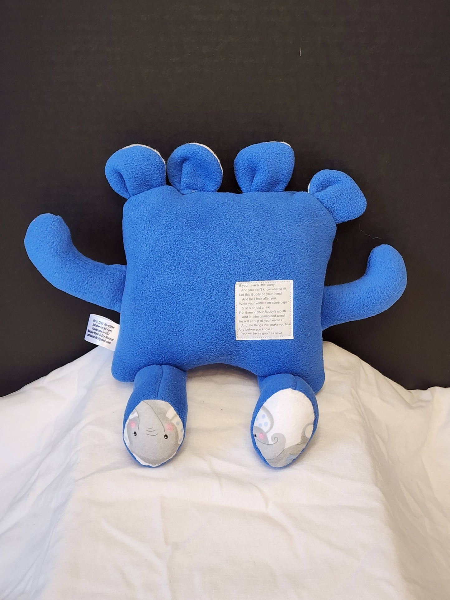 Ellie Blue Chomper Buddy - A Cozy Handmade Plush for Peace & Play - Made In U.S