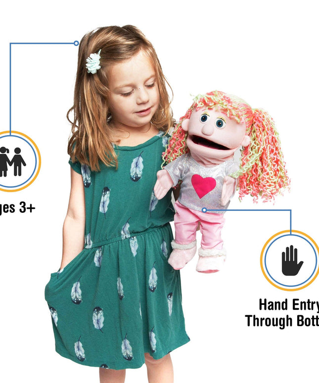 Silly Puppets Kimmie Puppet – 14" Pink Skin Hand Puppet