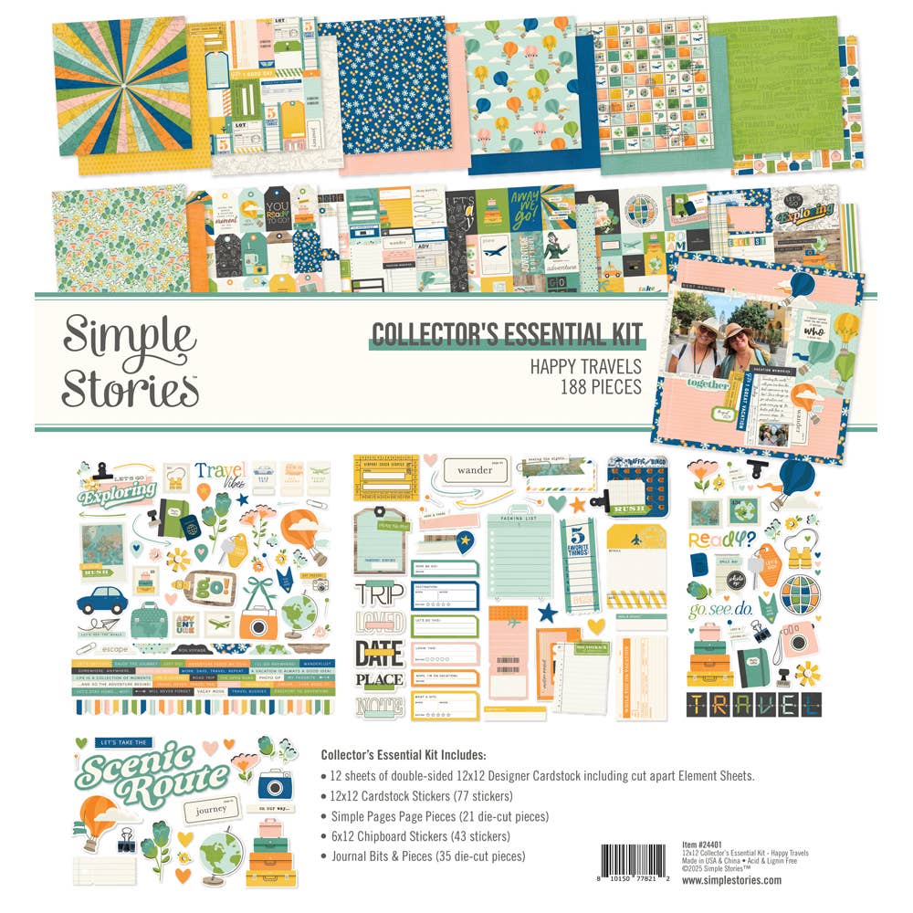 Simple Sotries - Happy Travels Collector's Scrapbook Kit with Cardstock & Accessories