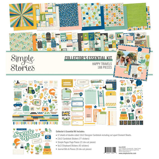 Simple Sotries - Happy Travels Collector's Scrapbook Kit with Cardstock & Accessories