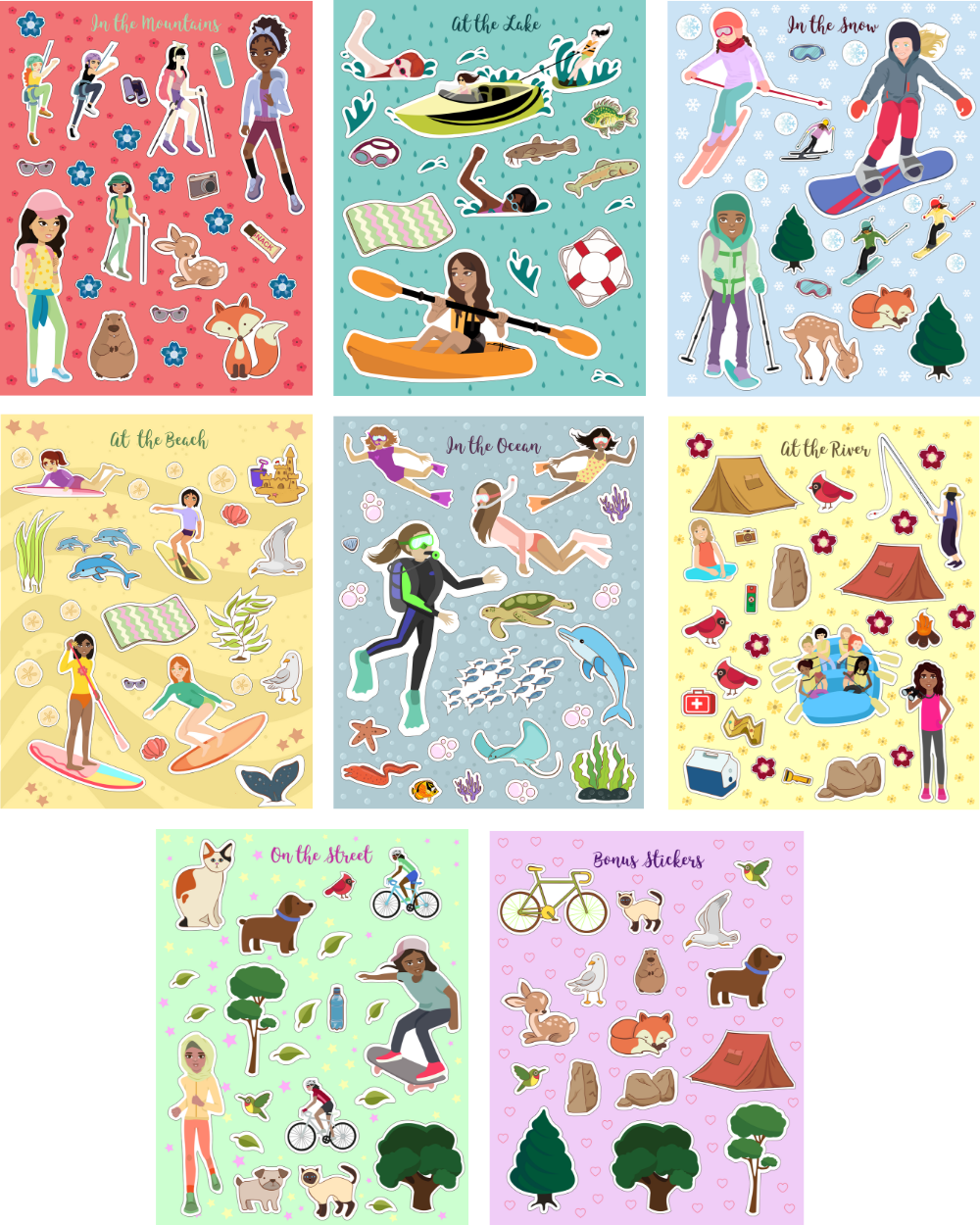 Sticker Book for Girls - "Outdoor Sports Sticker Adventure"