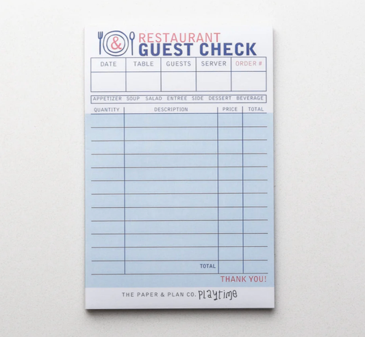 Kids Playtime Pad Restaurant Guest Check - Take Orders & Play Waiter - Made In U.S