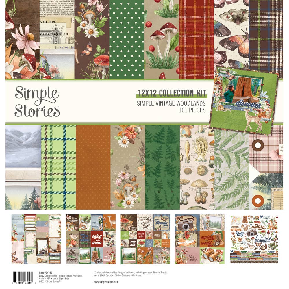 Simple Stories - Simple Vintage Woodlands Scrapbook Collection Kit with 101 Pieces