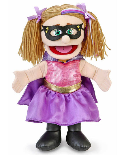 Silly Puppets Superhero Girl Puppet – 14" Peach Skin Hand Puppet