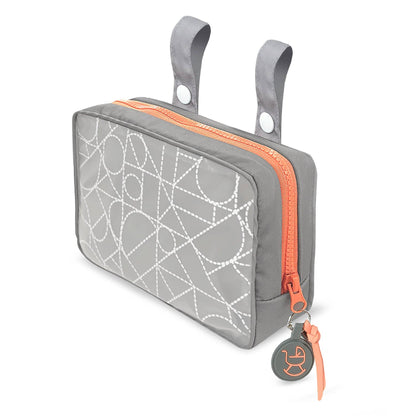 My First Doll Stroller - Grey Quilted Design with Orange Details - Made In Spain
