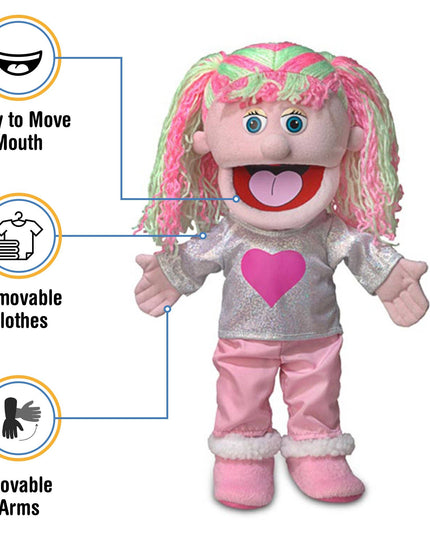 Silly Puppets Kimmie Puppet – 14" Pink Skin Hand Puppet