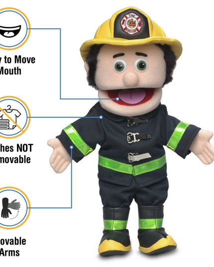 Silly Puppets Fireman Puppet – 14" Peach Skin Hand Puppet