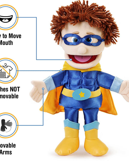 Silly Puppets Superhero Puppet – 14" Peach Skin Hand Puppet
