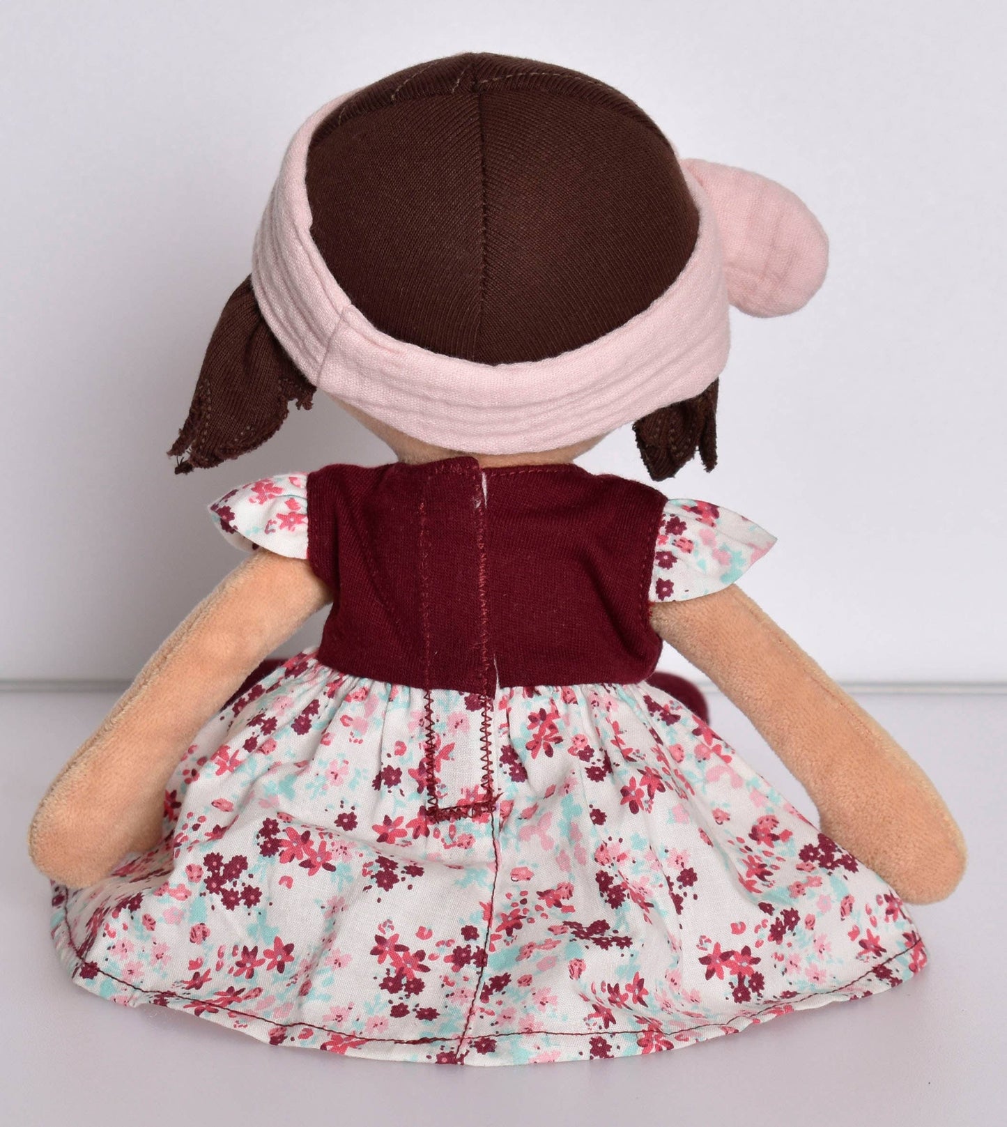 Selina - Floral Dress & Pink Bow Snuggle Doll - Made In Sri Lanka