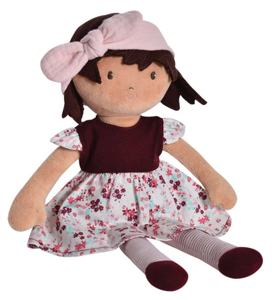 Selina - Floral Dress & Pink Bow Snuggle Doll - Made In Sri Lanka