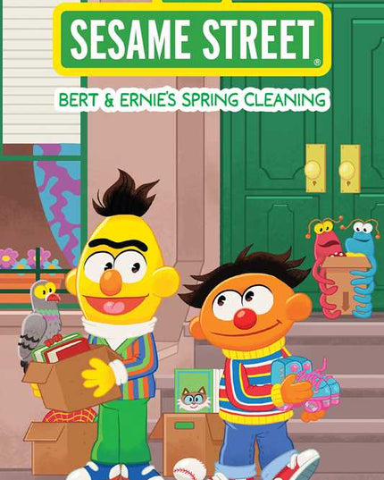 Cover of 'Sesame Street: Bert & Ernie's Spring Cleaning' with two characters holding cleaning supplies.