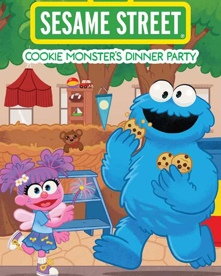 Sesame Street book cover with Cookie Monster and Abby Cadabby in a room setting.