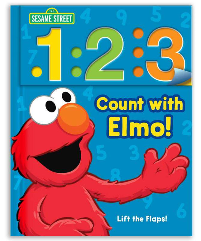 Sesame Street book cover with Elmo and numbers on a blue background