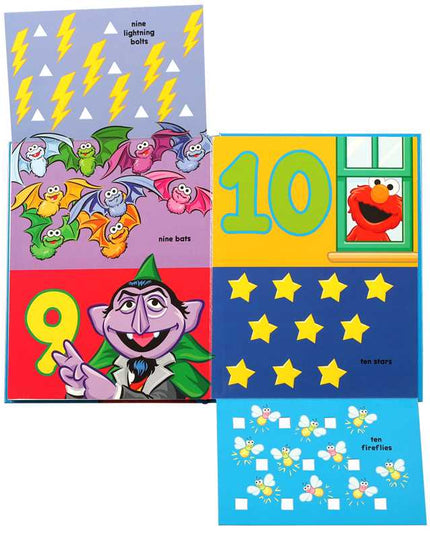 Set of Sesame Street-themed educational posters with numbers and shapes.