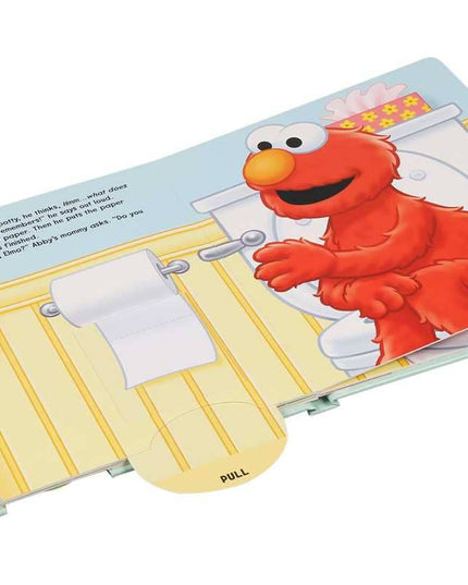 Children's book with Elmo character on a white background