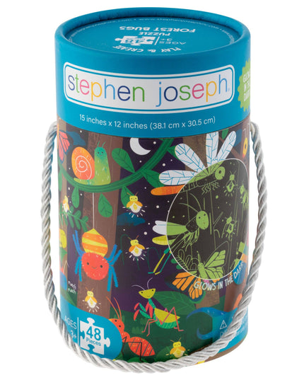Stephen Joseph puzzle packaging with colorful illustrations of insects and a blue lid.