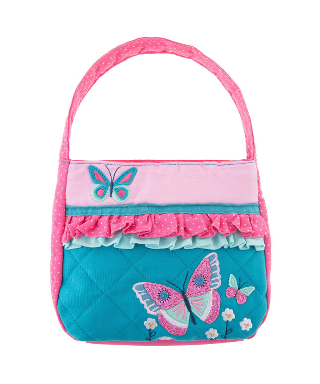 Children's handbag with butterfly design on a white background