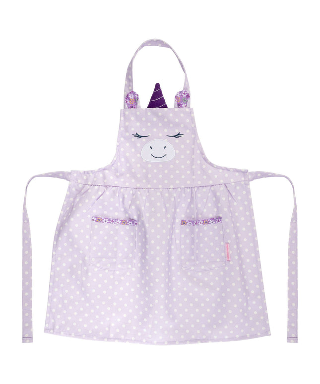 Children's apron with unicorn design on a white background