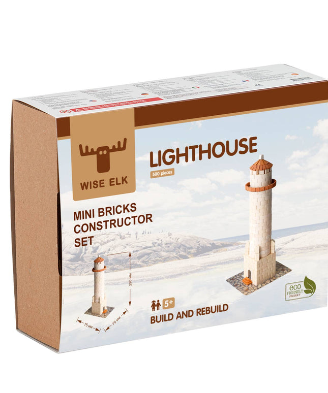 Box of Wise Elk mini bricks constructor set for building a lighthouse