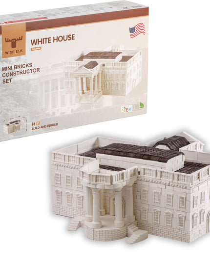 White House mini bricks constructor set with packaging on a white background